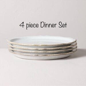 Set of 4 Carved Edge Dinner Plate Cream - Hearth & Hand™ with Magnolia